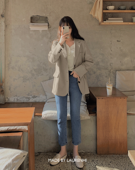 [라스트찬스⏰][Made Lauren]폴트 헤링본 울 싱글 미디 자켓 - 3 color